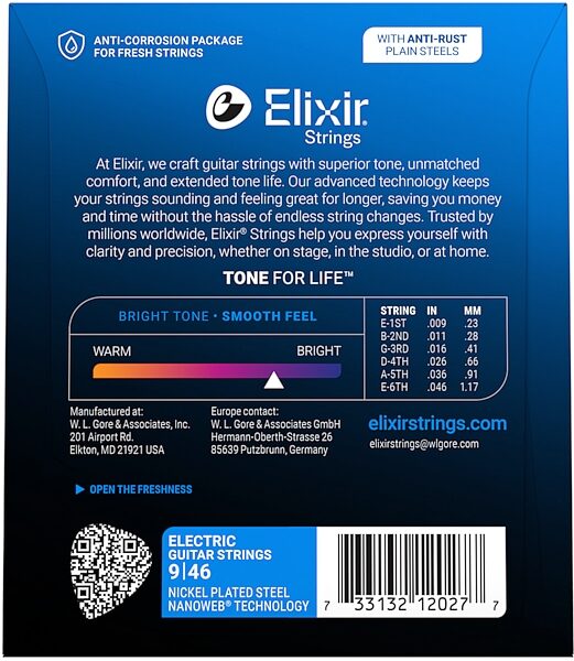 open zoom image for Elixir Nanoweb Electric Guitar Strings, Custom Light, 9-46, 12027, View3