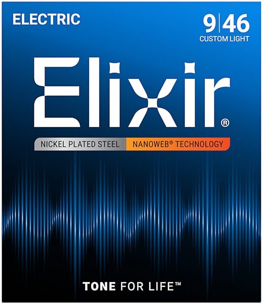 open zoom image for Elixir Nanoweb Electric Guitar Strings, Custom Light, 9-46, 12027, Main