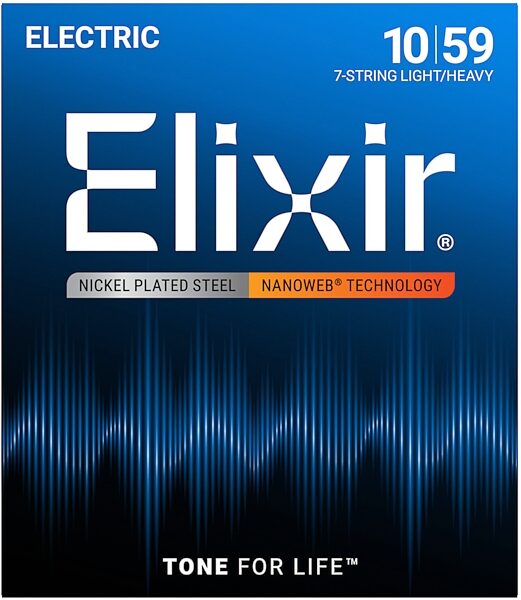 open zoom image for Elixir Nanoweb 7-String Electric Guitar Strings, Light/Heavy, 10-59, Main