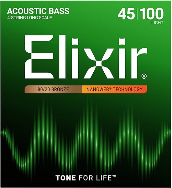 open zoom image for Elixir Nanoweb 80/20 Bronze Acoustic Bass Guitar Strings, Light, 45-100, Main