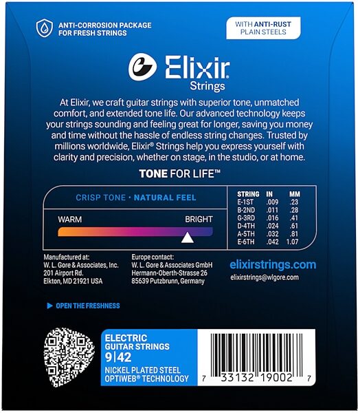 open zoom image for Elixir Optiweb Electric Guitar Strings, Single Pack, 9-42, Super Light, View3