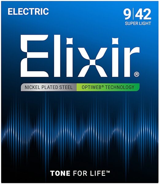 open zoom image for Elixir Optiweb Electric Guitar Strings, Single Pack, 9-42, Super Light, Main