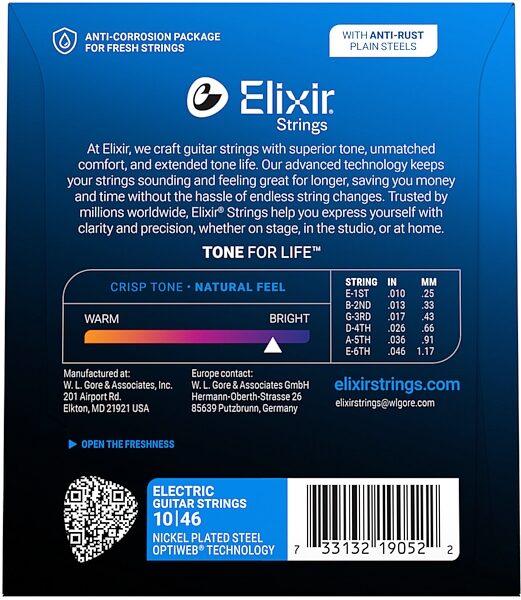 open zoom image for Elixir Optiweb Electric Guitar Strings, Single Pack, 10-46, Light, View3