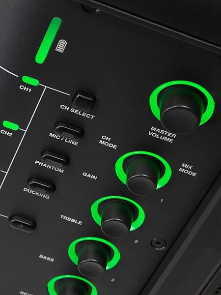 open zoom image for JBL EON One Compact Rechargeable PA System, Single, Detail Mixer Angle