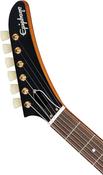 open zoom image for Epiphone 1958 Korina Explorer Electric Guitar (with Case), Aged Natural, with Black Pickguard, Action Position Back