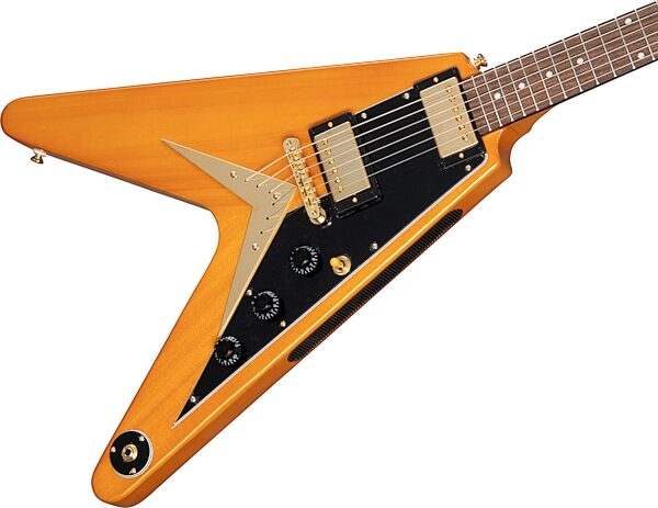 open zoom image for Epiphone 1958 Korina Flying V Electric Guitar (with Case), Action Position Back