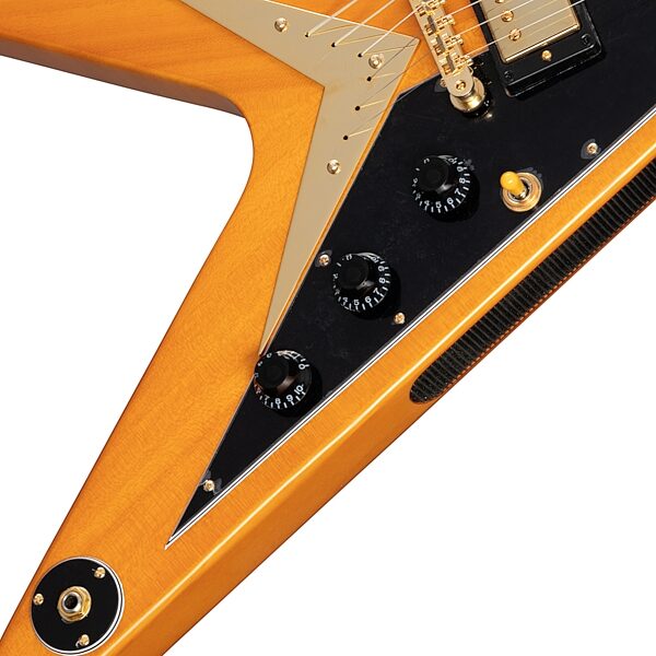 open zoom image for Epiphone 1958 Korina Flying V Electric Guitar (with Case), Action Position Back
