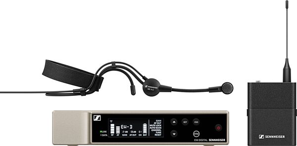open zoom image for Sennheiser EW-D ME-3 Headmic Set Wireless Microphone System, Band Q1-6 (470.2 - 526 MHz), Action Position Front