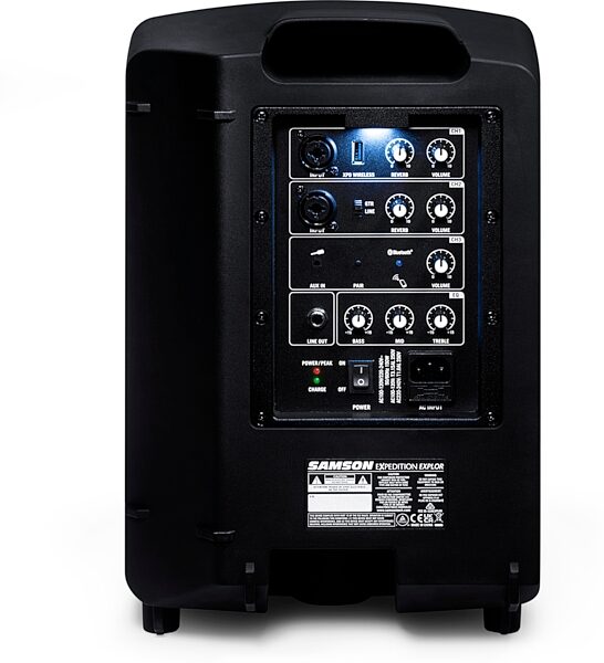 open zoom image for Samson Expedition Explor Battery-Powered Portable PA System with Handheld Wireless Microphone, New, Rear LED
