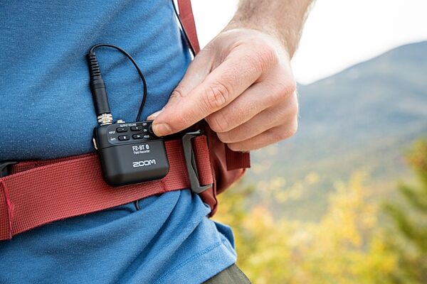 open zoom image for Zoom F2 Field Audio Recorder with Lavalier Microphone, New, Action Position Front