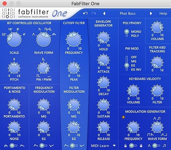 open zoom image for FabFilter One Synthesizer Software Instrument Plug-in, Digital Download, Screenshot Front