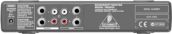 open zoom image for Behringer FBQ800 Ultra Compact 9-Band Graphic Equalizer with FBQ, Rear