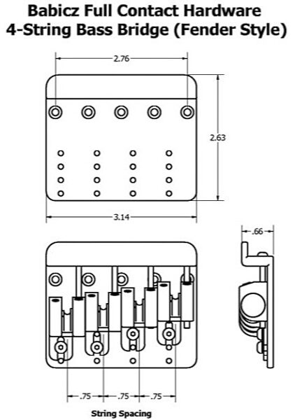 open zoom image for Babicz Full Contact 4-String Bass Bridge, Chrome, Alt