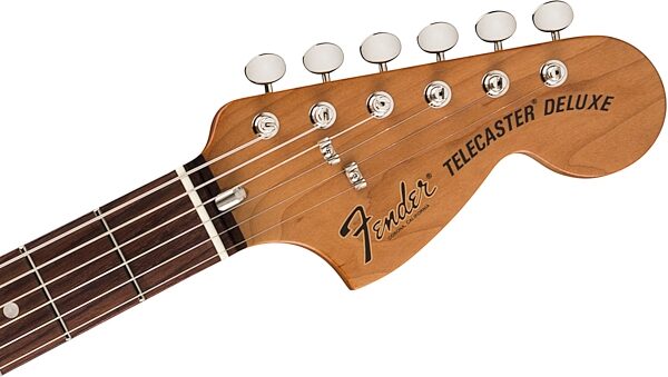 open zoom image for Fender Kingfish Delta Day Telecaster Deluxe Electric Guitar (with Case), Daphne Blue, Action Position Back