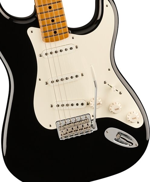 open zoom image for Fender Vintera II '50s Stratocaster Electric Guitar, Maple Fingerboard (with Gig Bag), Black, Open Box (Very Good), Action Position Back