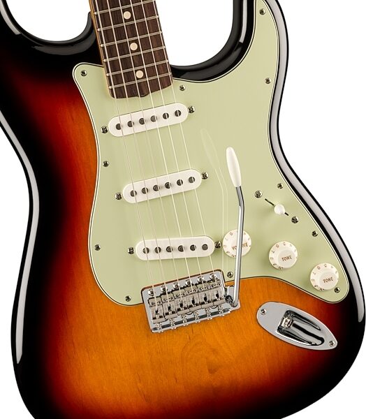 open zoom image for Fender Vintera II '60s Stratocaster Electric Guitar, Rosewood Fingerboard (with Gig Bag), 3-Color Sunburst, Open Box (Good), Action Position Back