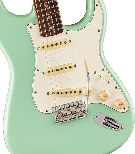 open zoom image for Fender Vintera II '70s Stratocaster Electric Guitar, Rosewood Fingerboard (with Gig Bag), Surf Green, Open Box (Good), Action Position Back