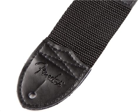 open zoom image for Fender Logo Guitar Strap, Black and White, Action Position Back