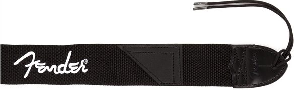 open zoom image for Fender Logo Guitar Strap, Black and White, Action Position Back