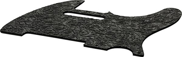 open zoom image for Fender Waylon Jennings Telecaster Leather Pickguard, Black, Action Position Back