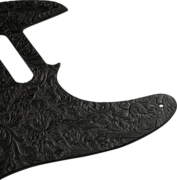 open zoom image for Fender Waylon Jennings Telecaster Leather Pickguard, Black, Action Position Back