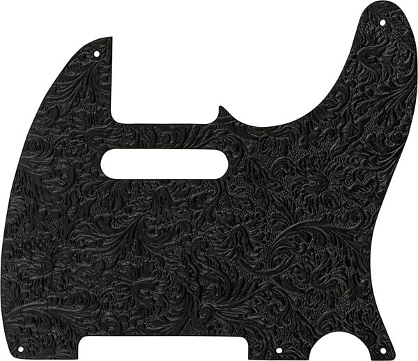 open zoom image for Fender Waylon Jennings Telecaster Leather Pickguard, Black, Action Position Back