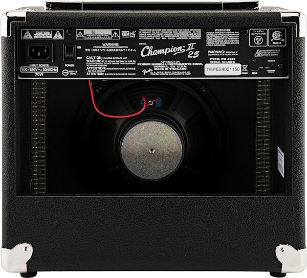open zoom image for Fender Champion II 25 Guitar Combo Amplifier (1x8", 25 Watts), New, Action Position Back