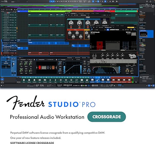 open zoom image for Fender Studio Pro Music Production Software - Perpetual License - Crossgrade from Any Competitive DAW, Digital Download, Main