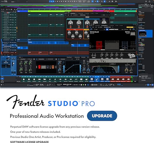 open zoom image for Fender Studio Pro Music Production Software - Perpetual License - Upgrade from Any Previous Perpetual Version of Studio One Pro, Digital Download, Main