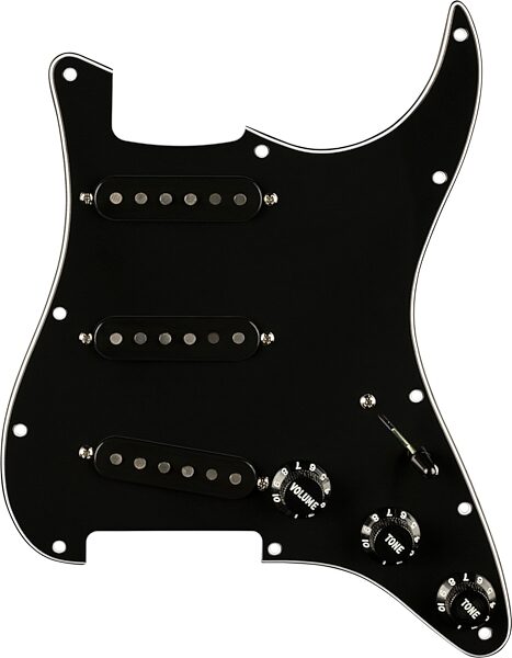 open zoom image for Fender Pre-Wired '59 Strat Pickguard, Black, 11 Hole, Action Position Back