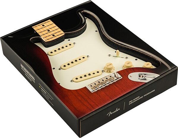 open zoom image for Fender Pre-Wired '65 Stratocaster Pickguard, Parchment, 11-Hole, Action Position Back