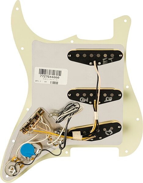 open zoom image for Fender EJ Pre-Wired Stratocaster Pickguard, Mint Green, 11 Hole, Action Position Back