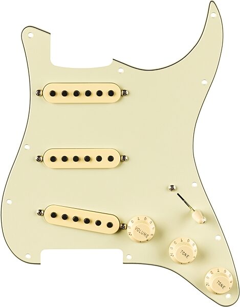 open zoom image for Fender EJ Pre-Wired Stratocaster Pickguard, Mint Green, 11 Hole, Action Position Back