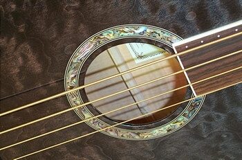 open zoom image for Michael Kelly Firefly 4 Fretless Acoustic-Electric Bass, Transparent Black Soundhole