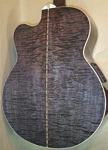 open zoom image for Michael Kelly Firefly 4 Fretless Acoustic-Electric Bass, Transparent Black Body Rear