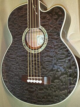 open zoom image for Michael Kelly Firefly 5 5-String Fretless Acoustic-Electric Bass, Transparent Black Body