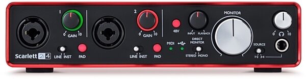open zoom image for Focusrite Scarlett 2i4 2nd Gen USB Audio Interface, Front