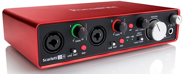 open zoom image for Focusrite Scarlett 2i4 2nd Gen USB Audio Interface, Angle Left