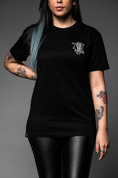 open zoom image for Victory The Kraken T-Shirt, Black with White Logo, Small, Action Position Back