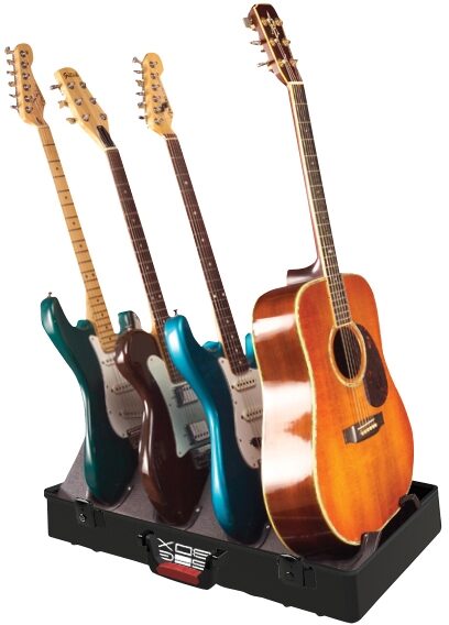open zoom image for Gator G-GIG-BOX-TSA Pedalboard and 4-Guitar Stand Case, In Use as Stand