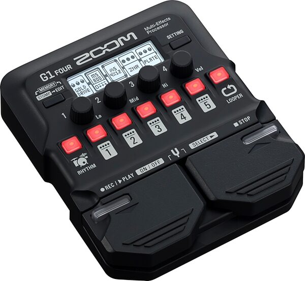 open zoom image for Zoom G1 FOUR Multi-Effects Guitar Pedal, Open Box (Like New), Angled Side