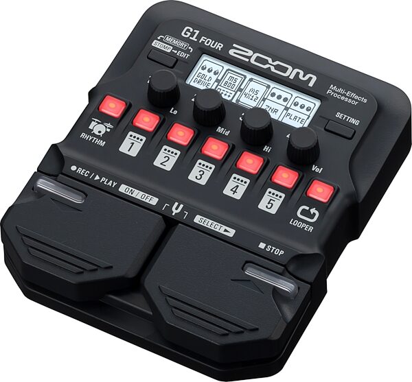 open zoom image for Zoom G1 FOUR Multi-Effects Guitar Pedal, Open Box (Like New), Angled Side