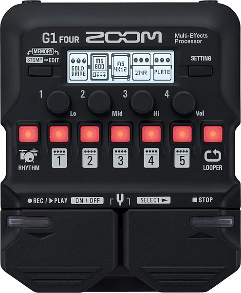 open zoom image for Zoom G1 FOUR Multi-Effects Guitar Pedal, Open Box (Like New), Angled Front