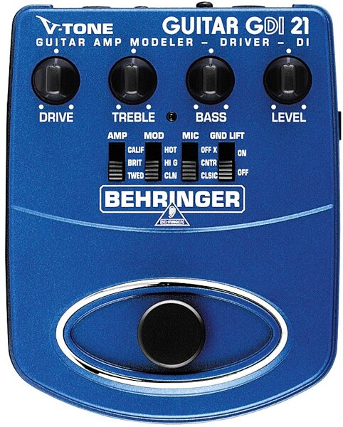 open zoom image for Behringer GDI21 V-Tone Guitar Amp Modeler Preamp and DI Pedal, Main