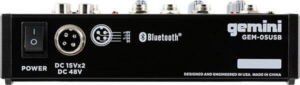 open zoom image for Gemini GEM-05USB Mixer with Bluetooth, New, Rear detail Back