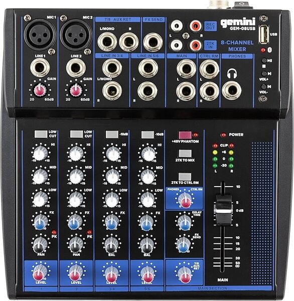 open zoom image for Gemini GEM-08USB Mixer with Bluetooth, GEM08USB, Main