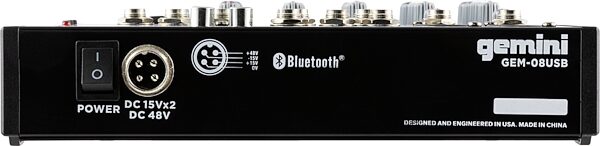 open zoom image for Gemini GEM-08USB Mixer with Bluetooth, GEM08USB, Rear detail Back