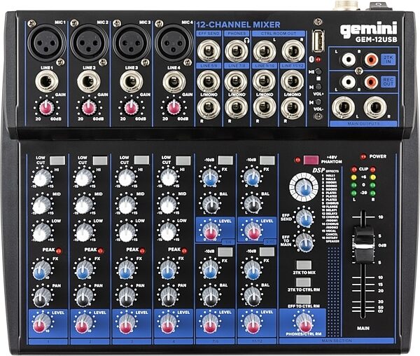 open zoom image for Gemini GEM-12USB Mixer with Bluetooth, New, Main