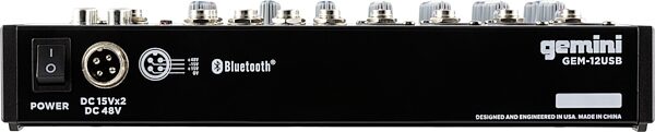 open zoom image for Gemini GEM-12USB Mixer with Bluetooth, New, Rear detail Back