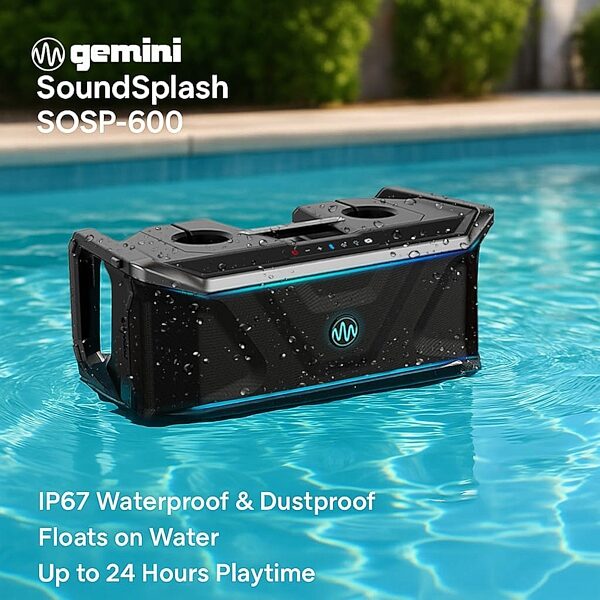 open zoom image for Gemini SOSP-600 SoundSplash Floating Bluetooth Speaker, New, Action Position Back